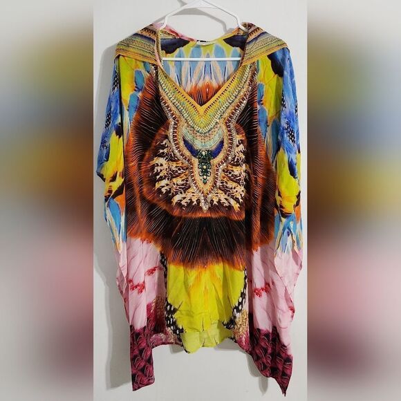 Camilla short hooded kaftan Dress Size L - Picture 1 of 16